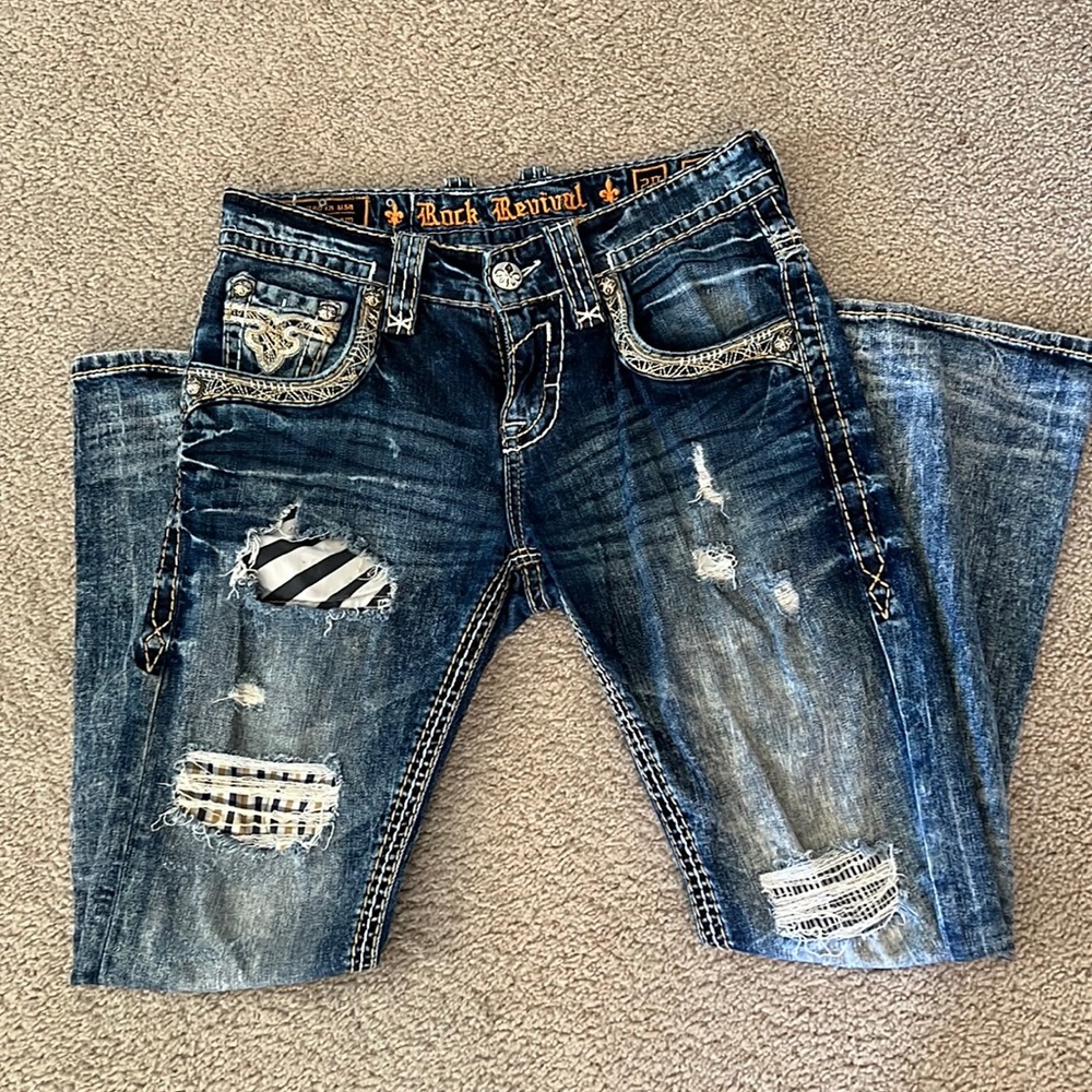 Mens Rock Revival jeans slim straight leg size 29 x 30